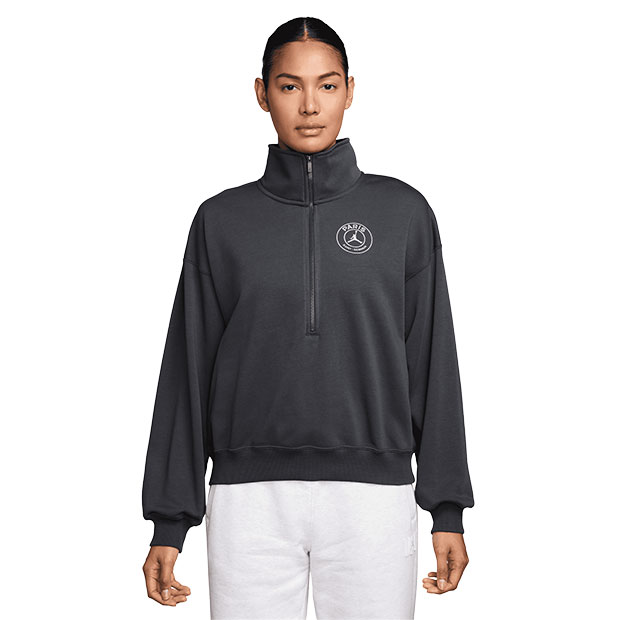 レディース パリサンジェルマン フリースハーフジップトップ　アンスラサイト